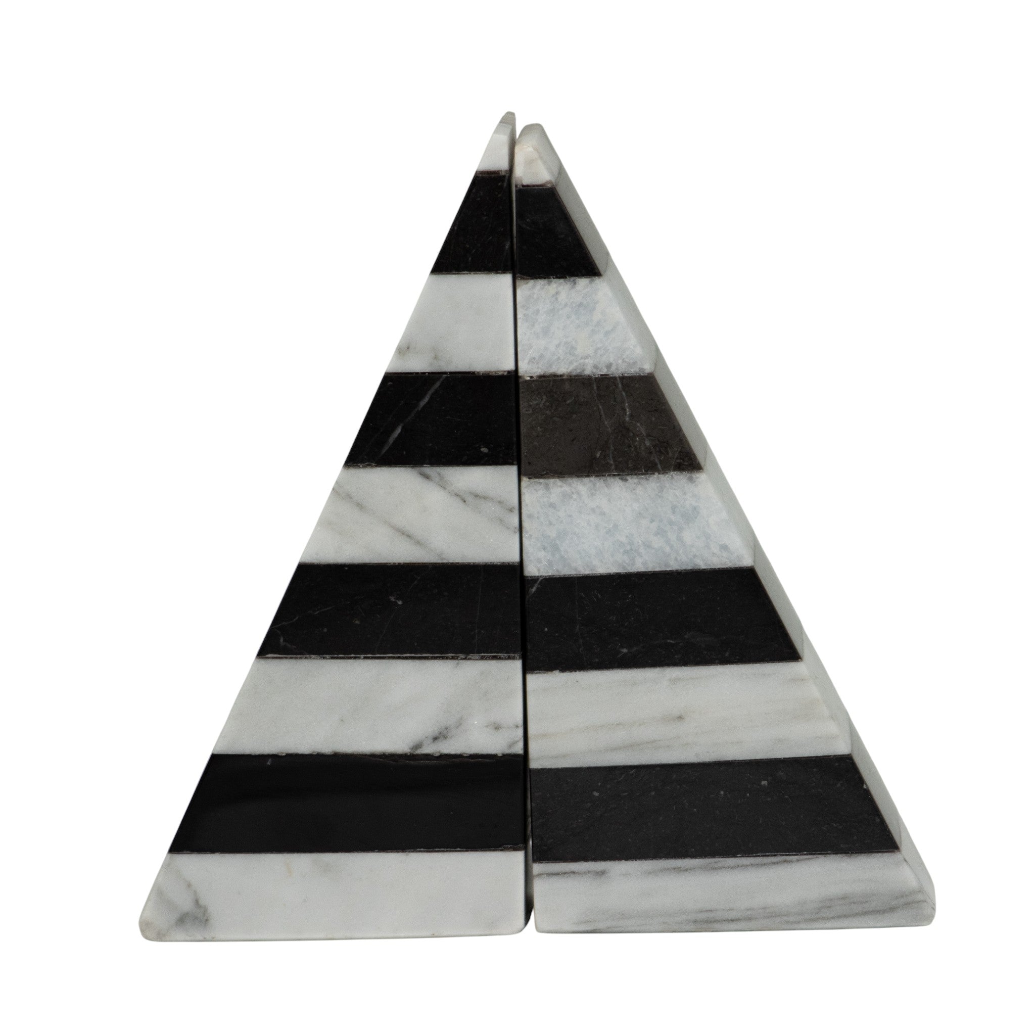 Portalibro Pirámide Bicolor de Mármol – 18 cm | Blanco & Negro