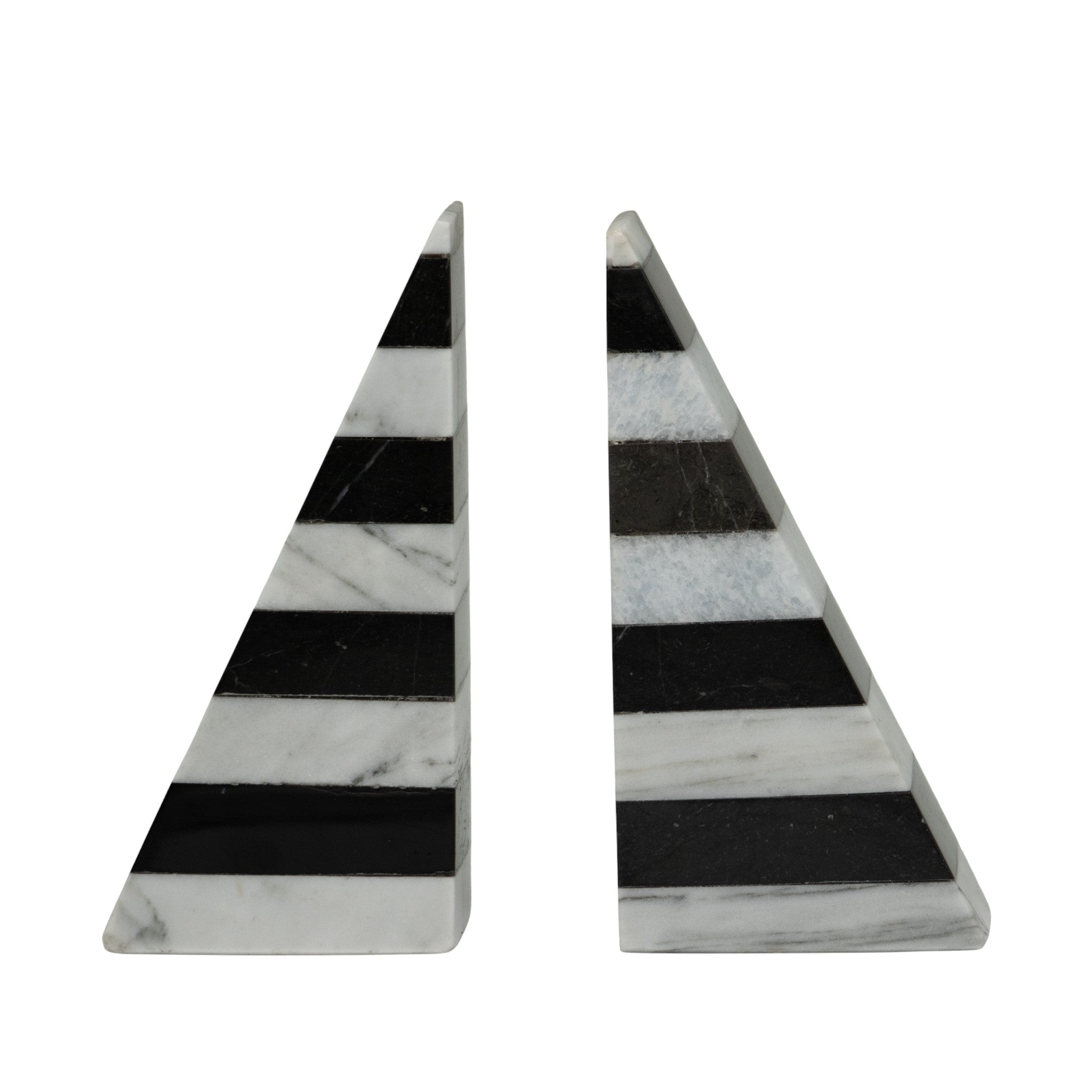 Portalibro Pirámide Bicolor de Mármol – 18 cm | Blanco & Negro