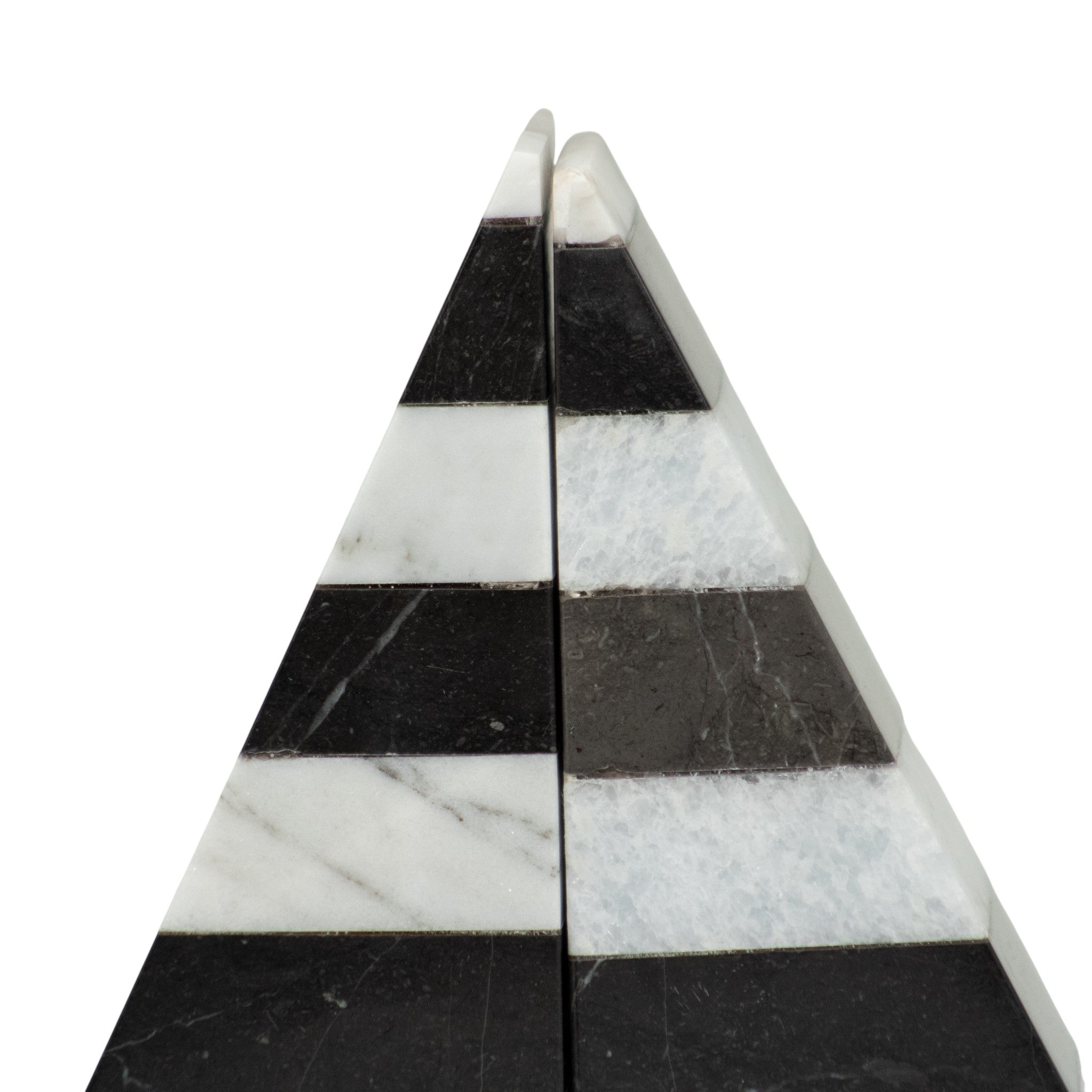 Portalibro Pirámide Bicolor de Mármol – 18 cm | Blanco & Negro
