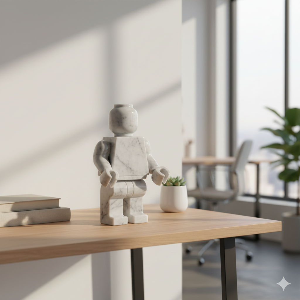 Figura Decorativa Mazahua en Mármol Blanco 25 cm