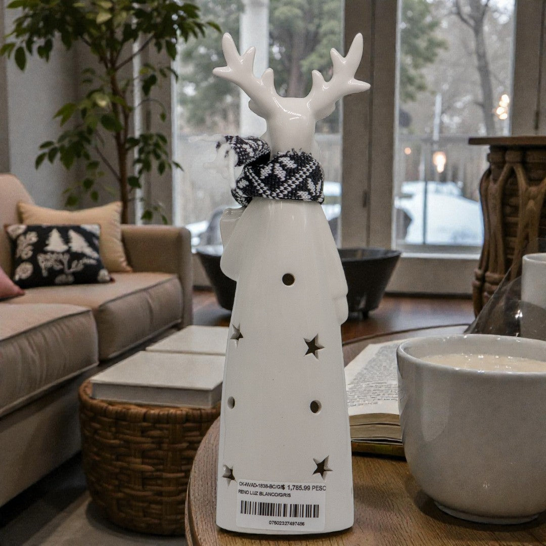 Reno Decorativo con Luz Blanco / Gris 26 cm