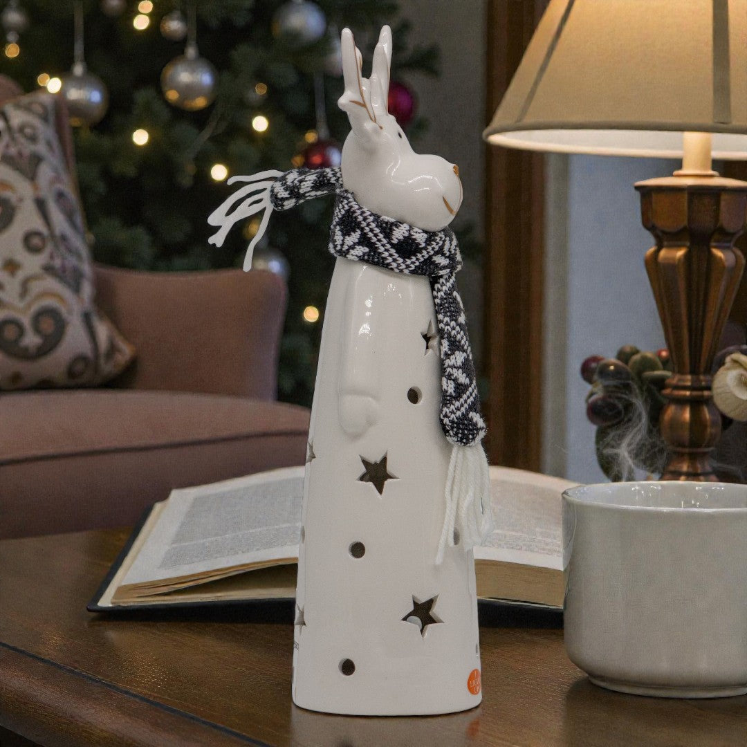 Reno Decorativo con Luz Blanco / Gris 26 cm