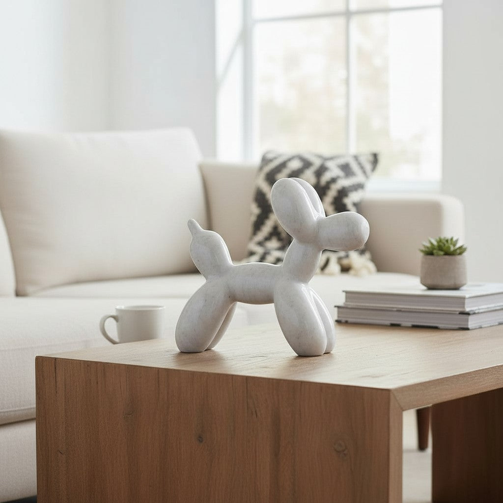 Perrito Marmol Blanco 18 Cm