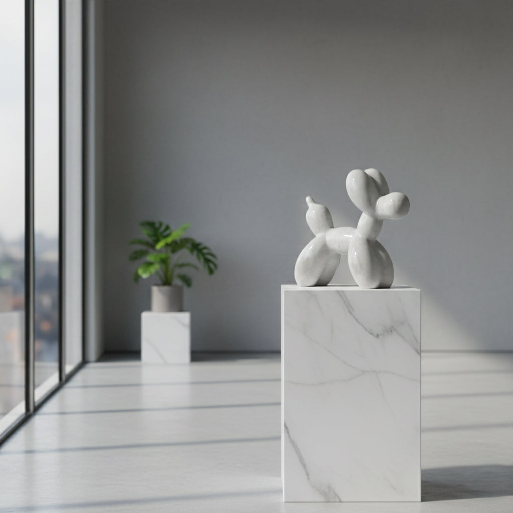 Perrito Marmol Blanco 18 Cm