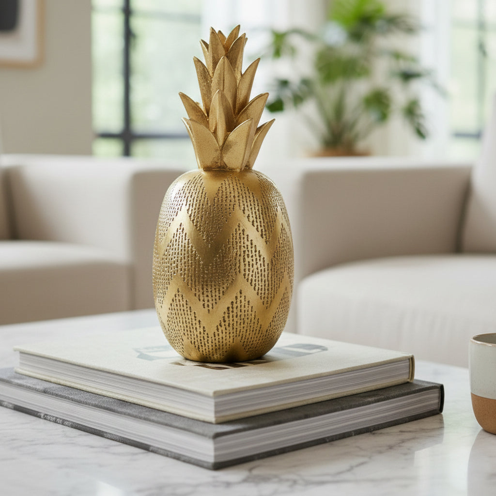 Figura Piña Cerámica Dorado