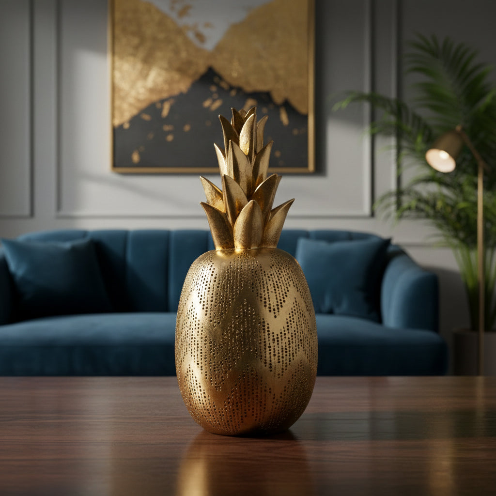 Figura Piña Cerámica Dorado