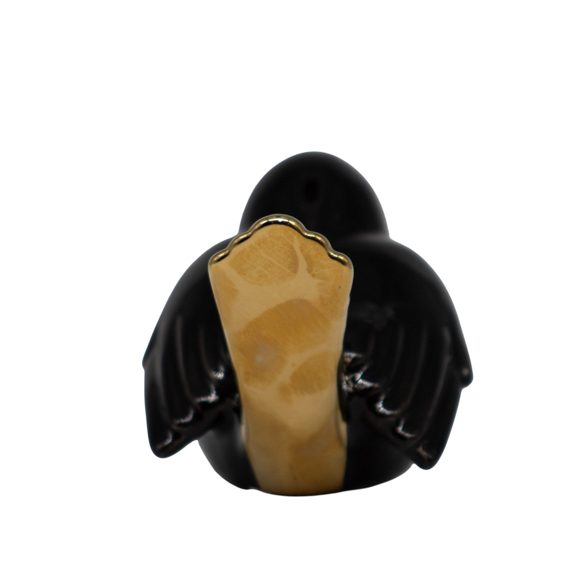 Pajaro Vito Ceramica Negro Dorado