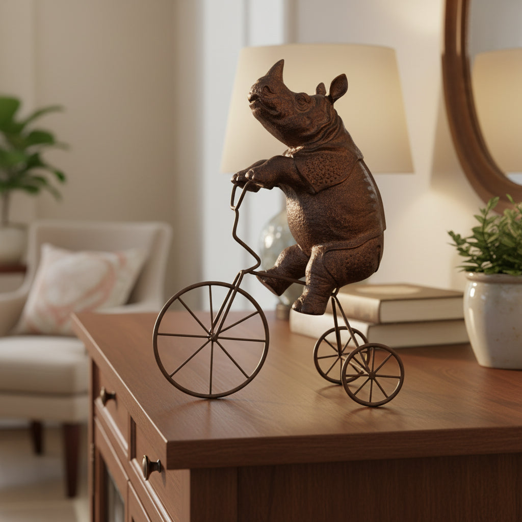 FIGURA RINOCERONTE MONTADO EN BICI