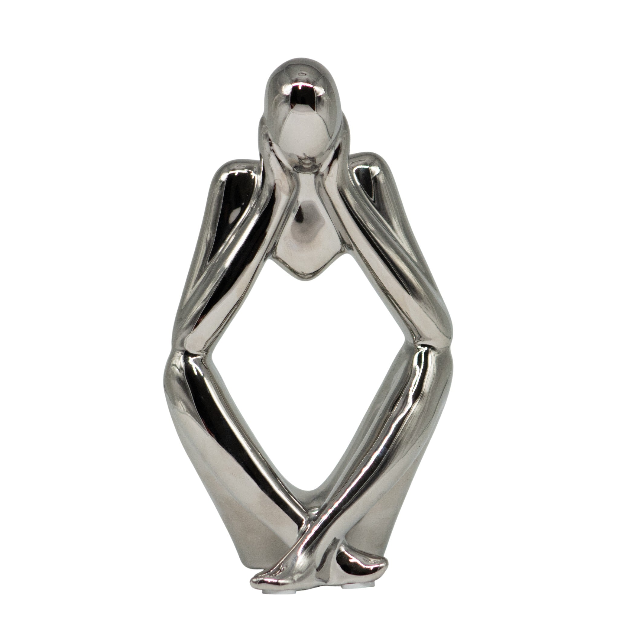 Figura Decorativa Pensador de Cerámica Plata 21 cm