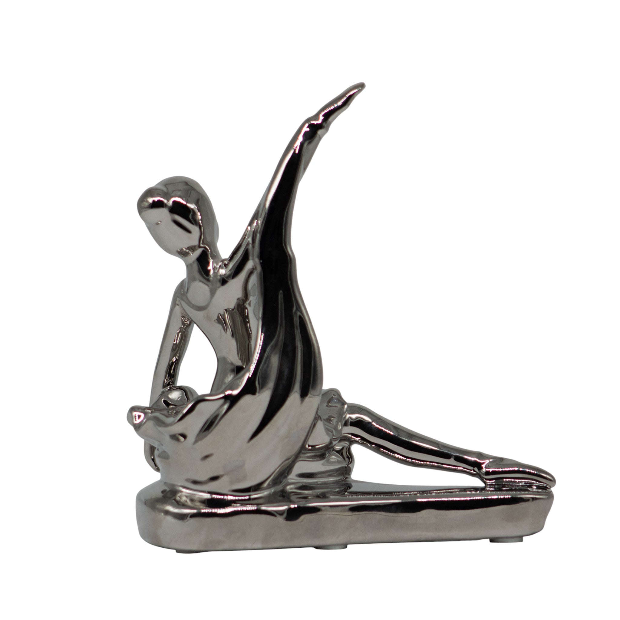 Figura Decorativa Bailarina de Cerámica Plata – 16 cm