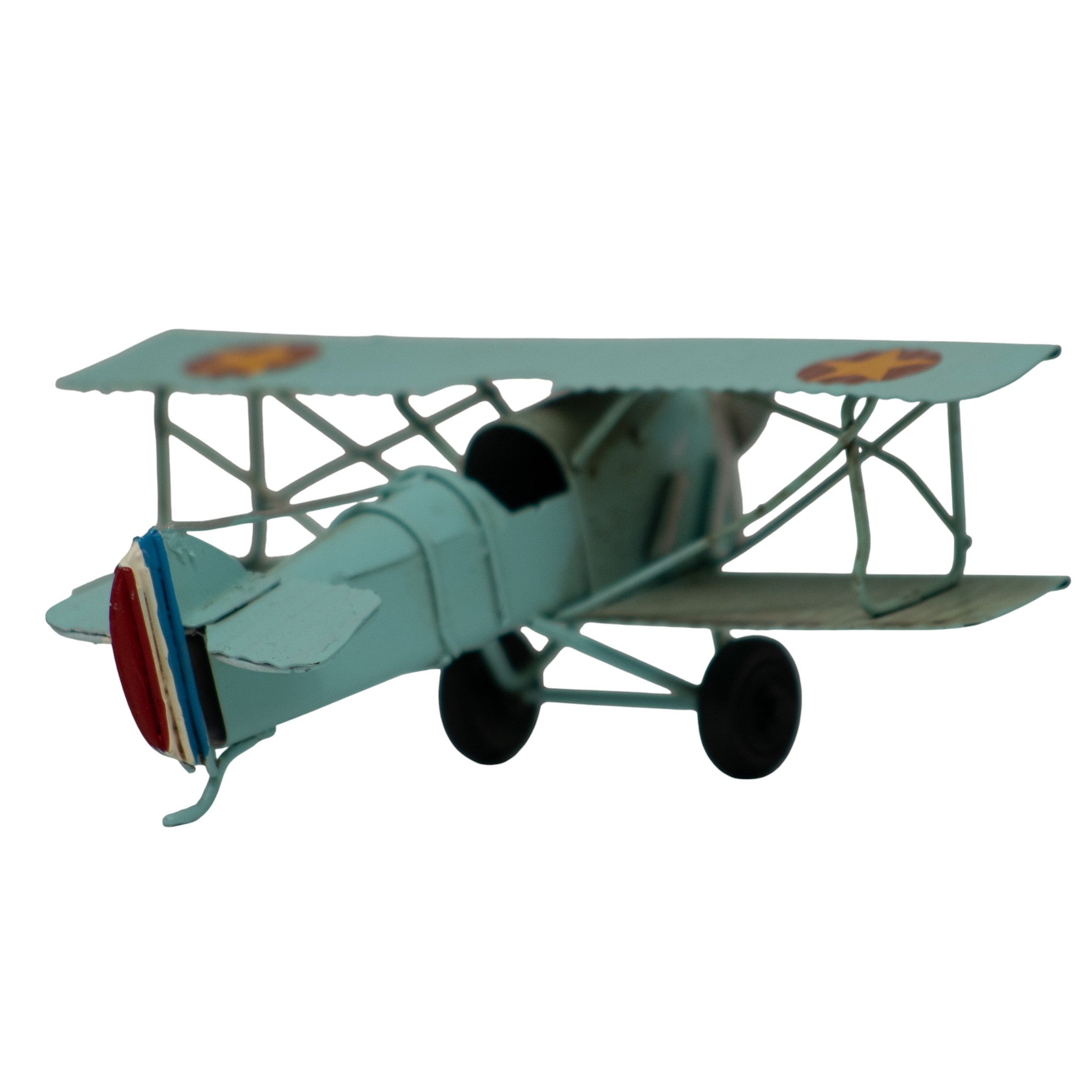 Avioneta Decorativa Metálica Azul Vintage 16 cm