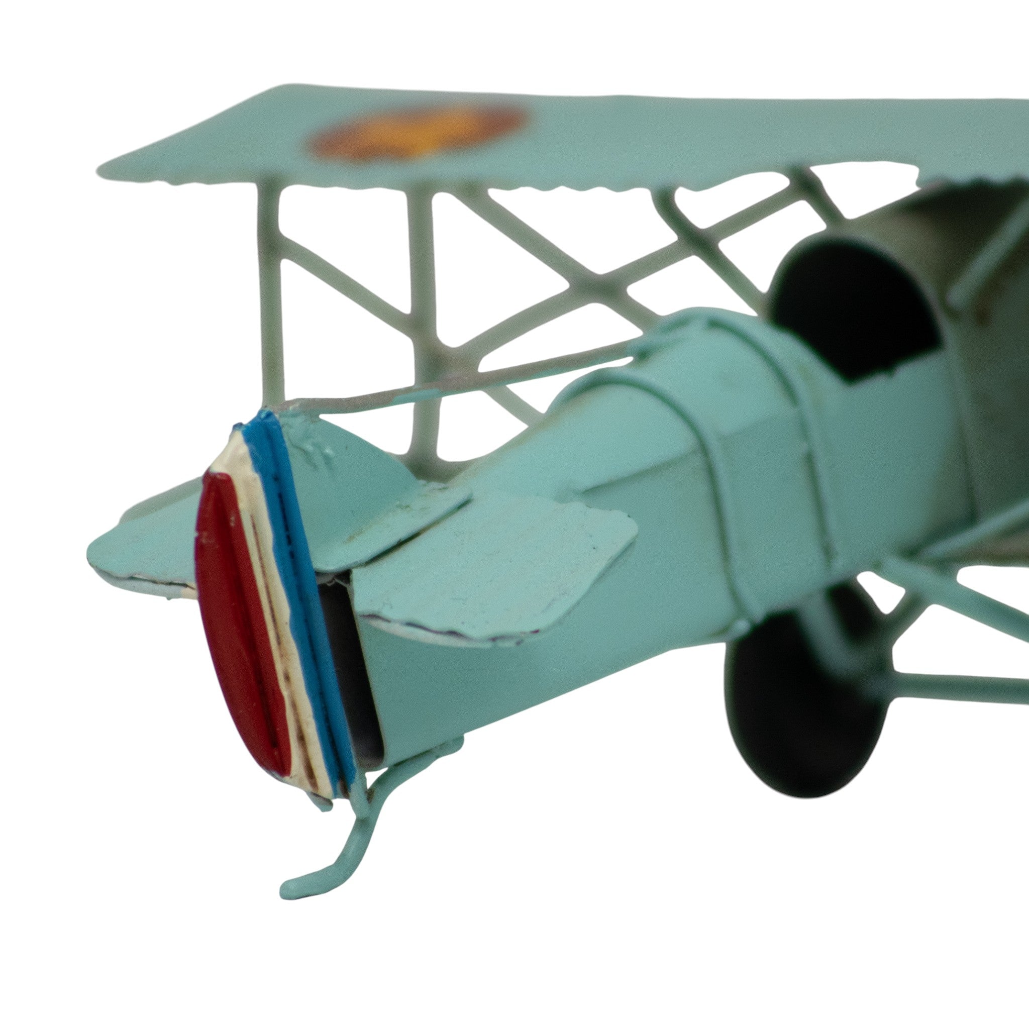 Avioneta Decorativa Metálica Azul Vintage 16 cm