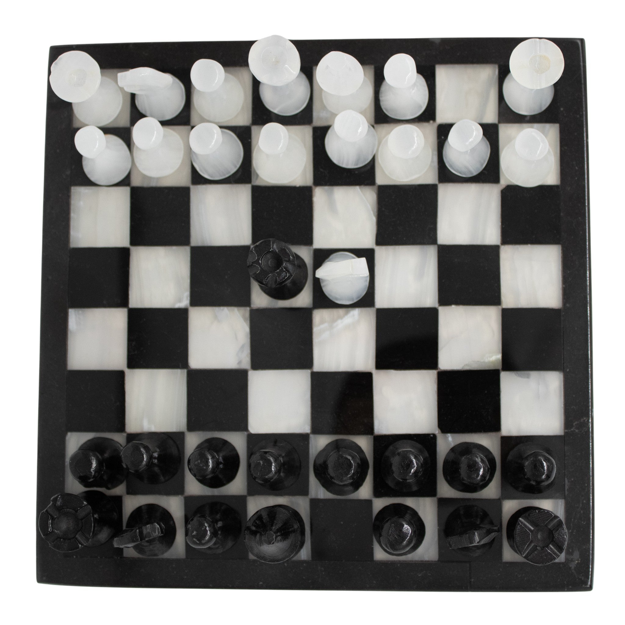 Ajedrez M Blanco y Negro de Mármol 27 x 1.5 x 27 cm