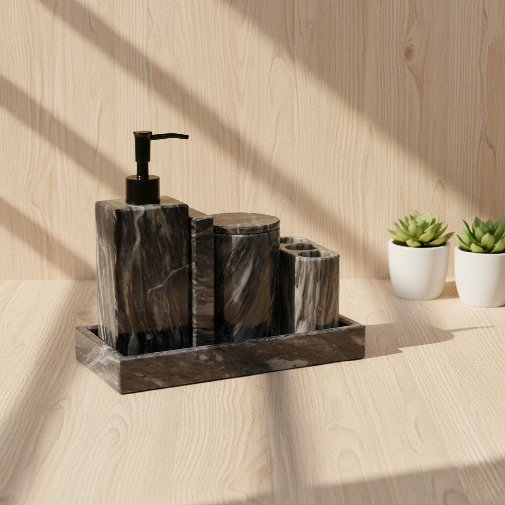 Set de Baño 5 Piezas de Mármol Negro