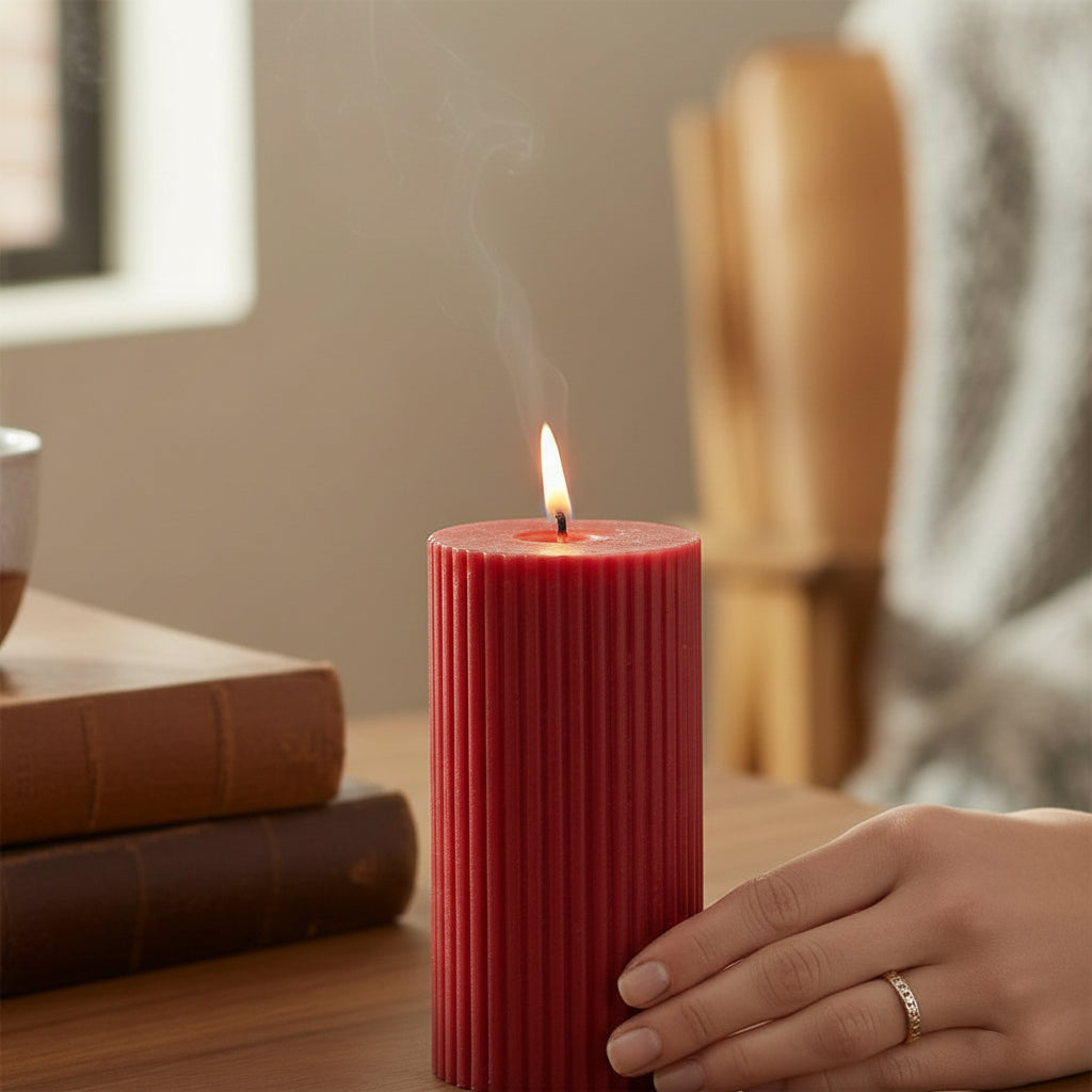 Cilindro de Cera S Rojo – Vela Decorativa Navideña