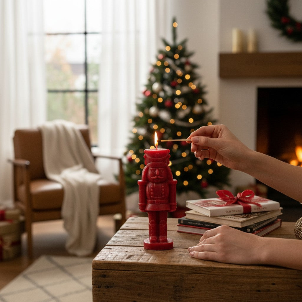 Cascanueces Rojo – Vela Decorativa Mediana | Cera
