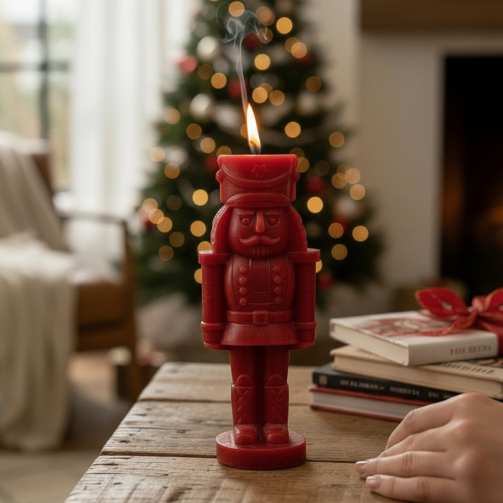 Cascanueces Rojo – Vela Decorativa Mediana | Cera