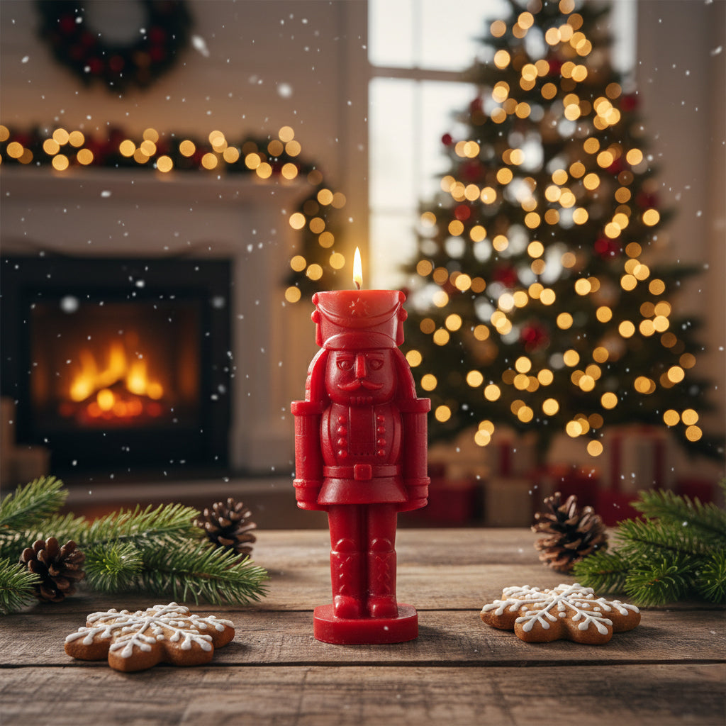 Cascanueces Rojo – Vela Decorativa Mediana | Cera