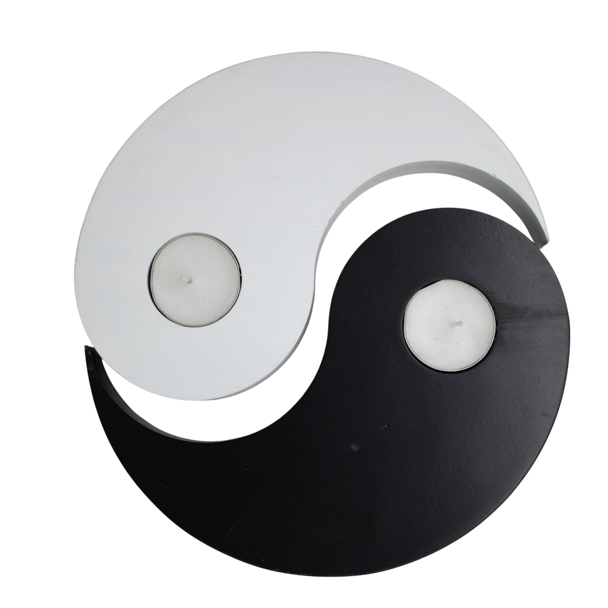 Porta Velas Yin Yang Blanco y Negro 20 cm