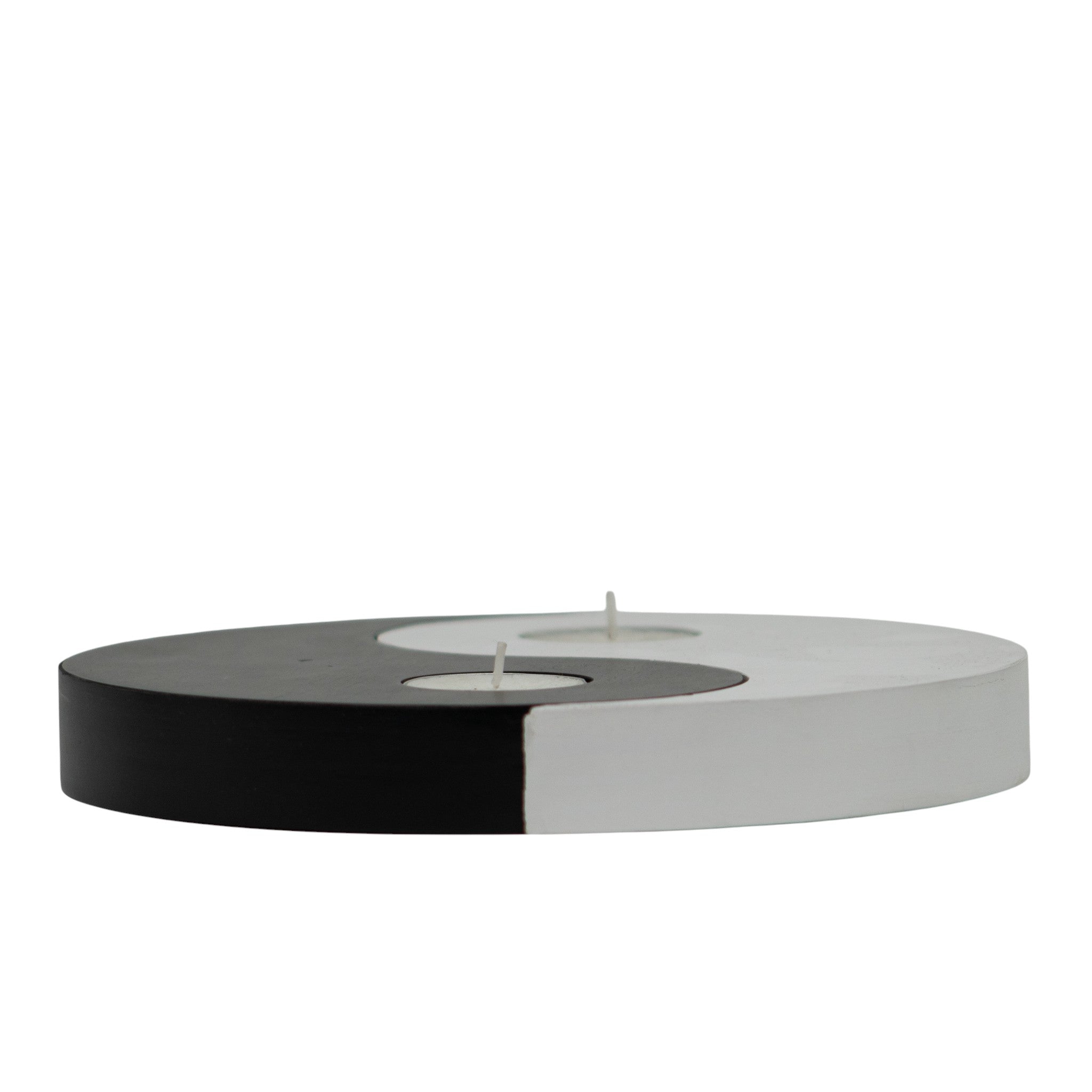 Porta Velas Yin Yang Blanco y Negro 20 cm