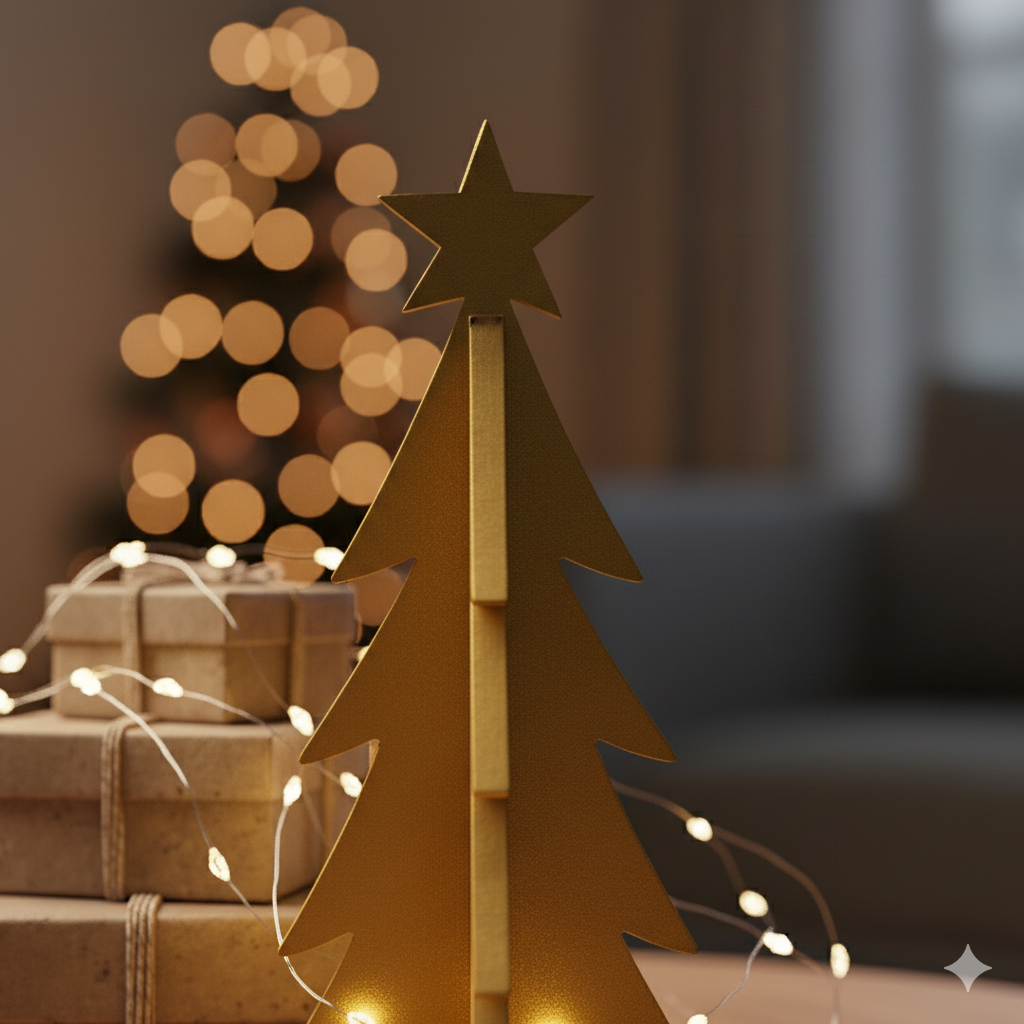 Pino Mini Decorativo Dorado – 18 cm