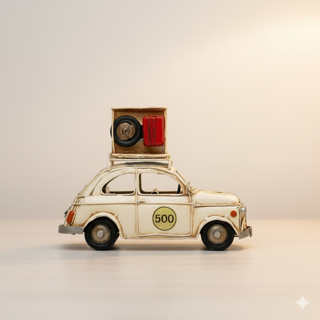 Portarretrato Carro Fiat color Crema Adorno Metálico