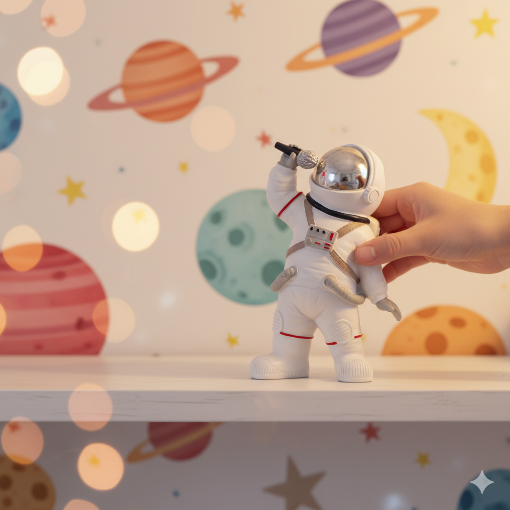 Figura De Poliresina Astronauta Cantando 20 Cm