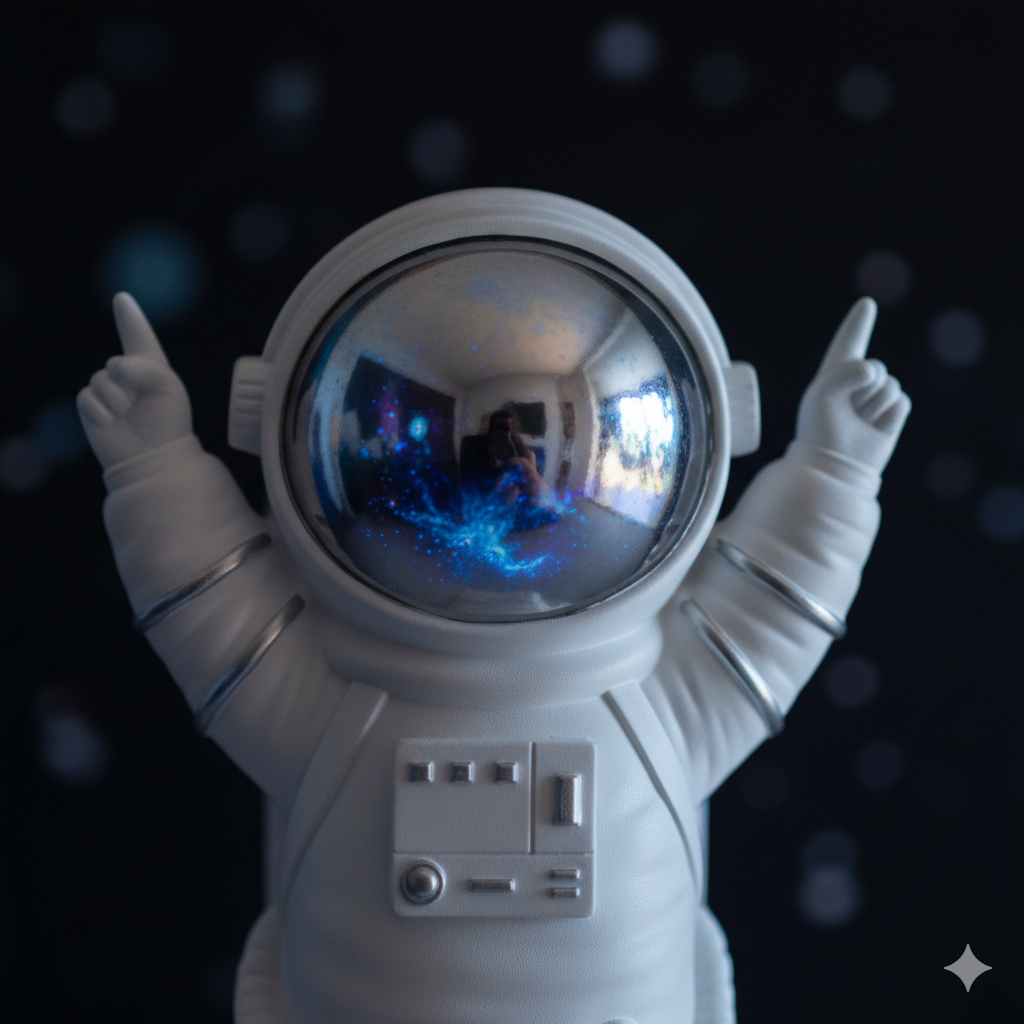 Figura Decorativa de Poliresina Astronauta Celebrando 26 cm