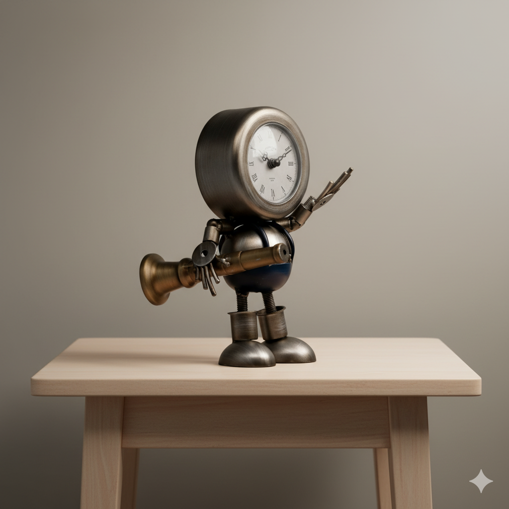 Reloj de Mesa Decorativo Robot con Overol 22 cm