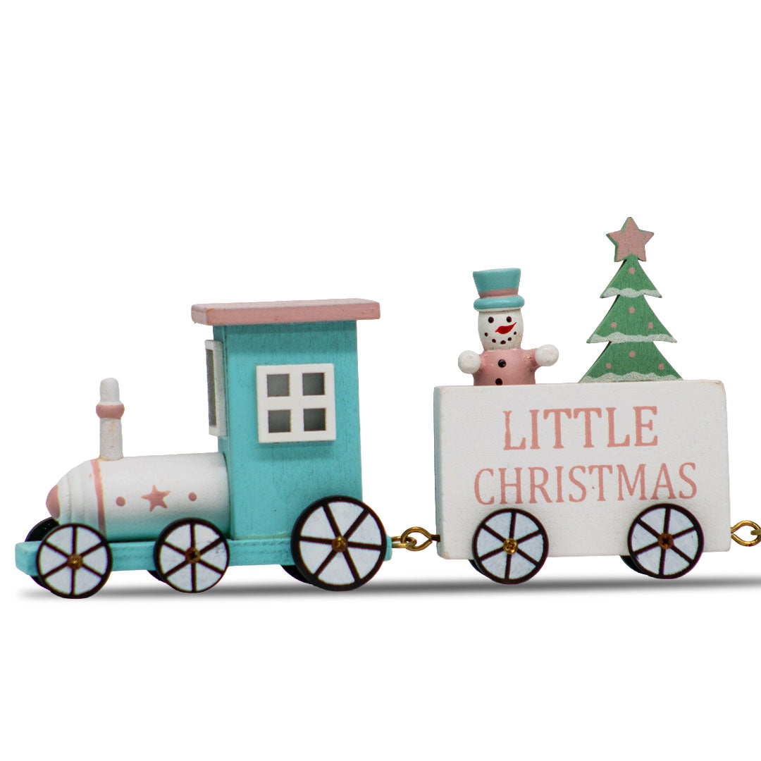 Tren Navideño Muñeco de Nieve Rosa y Azul – 35 cm