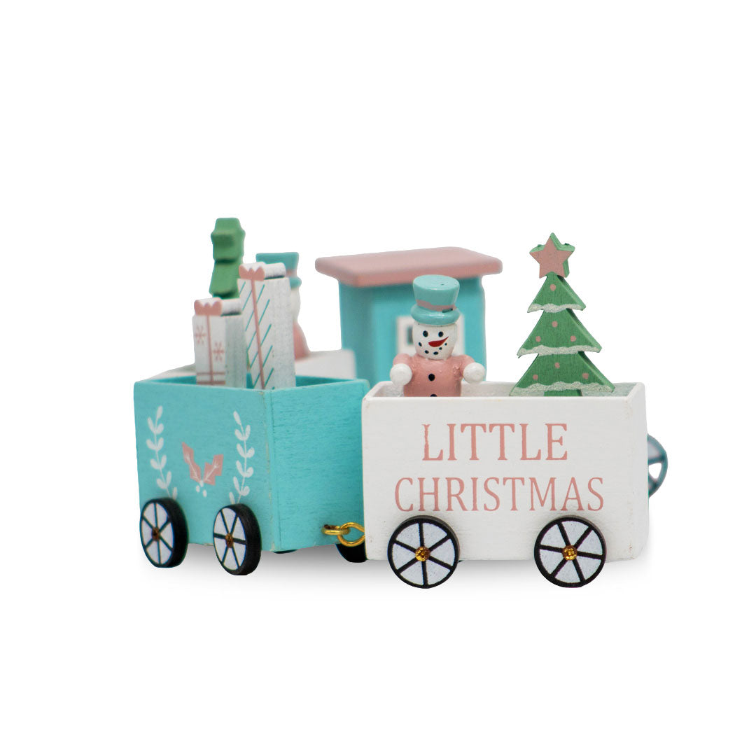 Tren Navideño Muñeco de Nieve Rosa y Azul – 35 cm