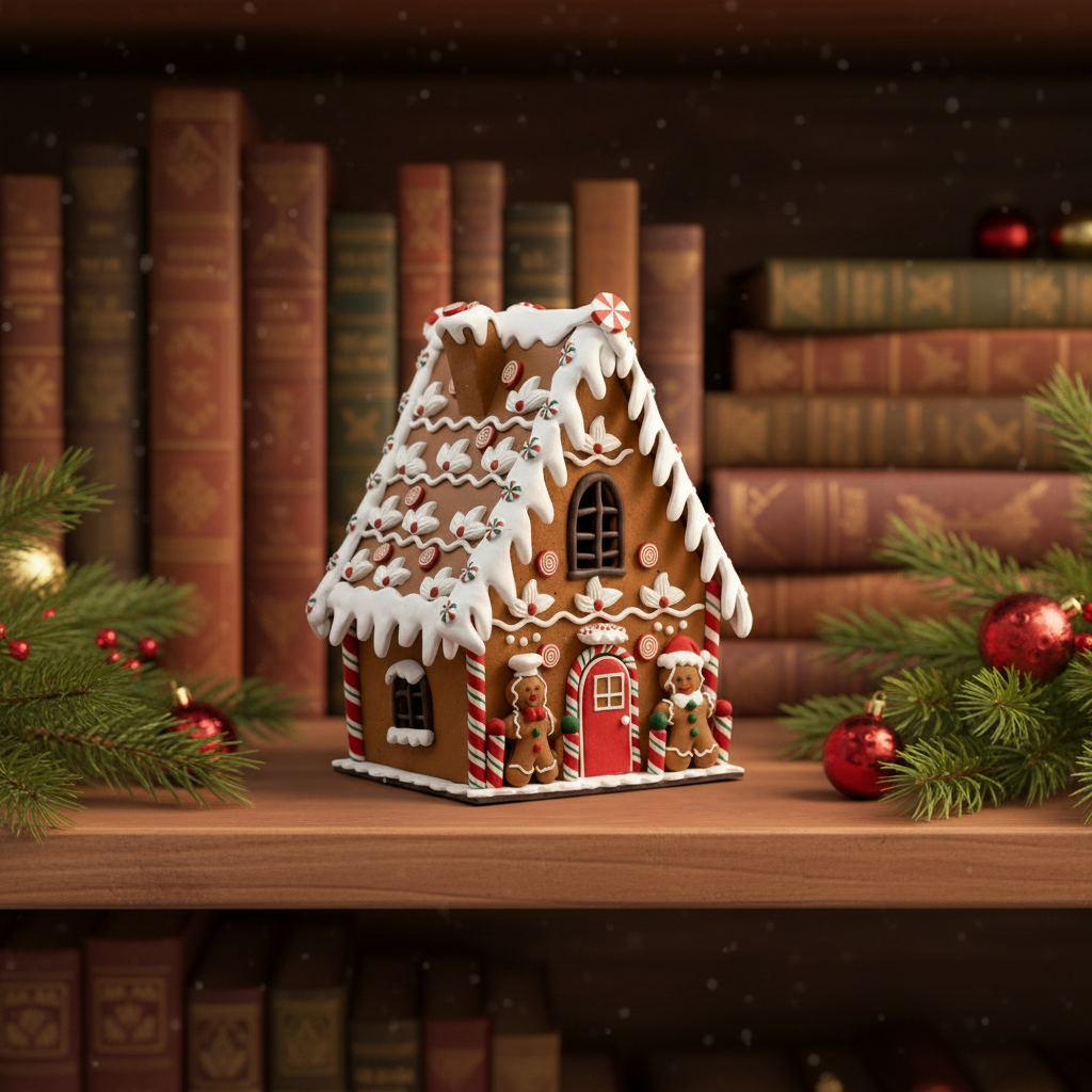 Adorno Navideño Casa de Jengibre con Nieve y Cocinero – 24 cm