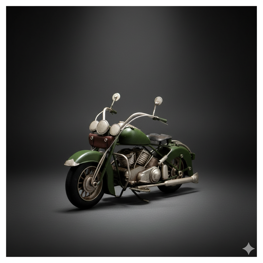 Moto Verde Militar Adorno De Metalico Vintage