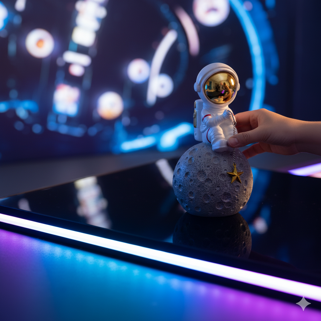 Figura Decorativa de Poliresina Astronauta Pescando Estrellas 17 cm