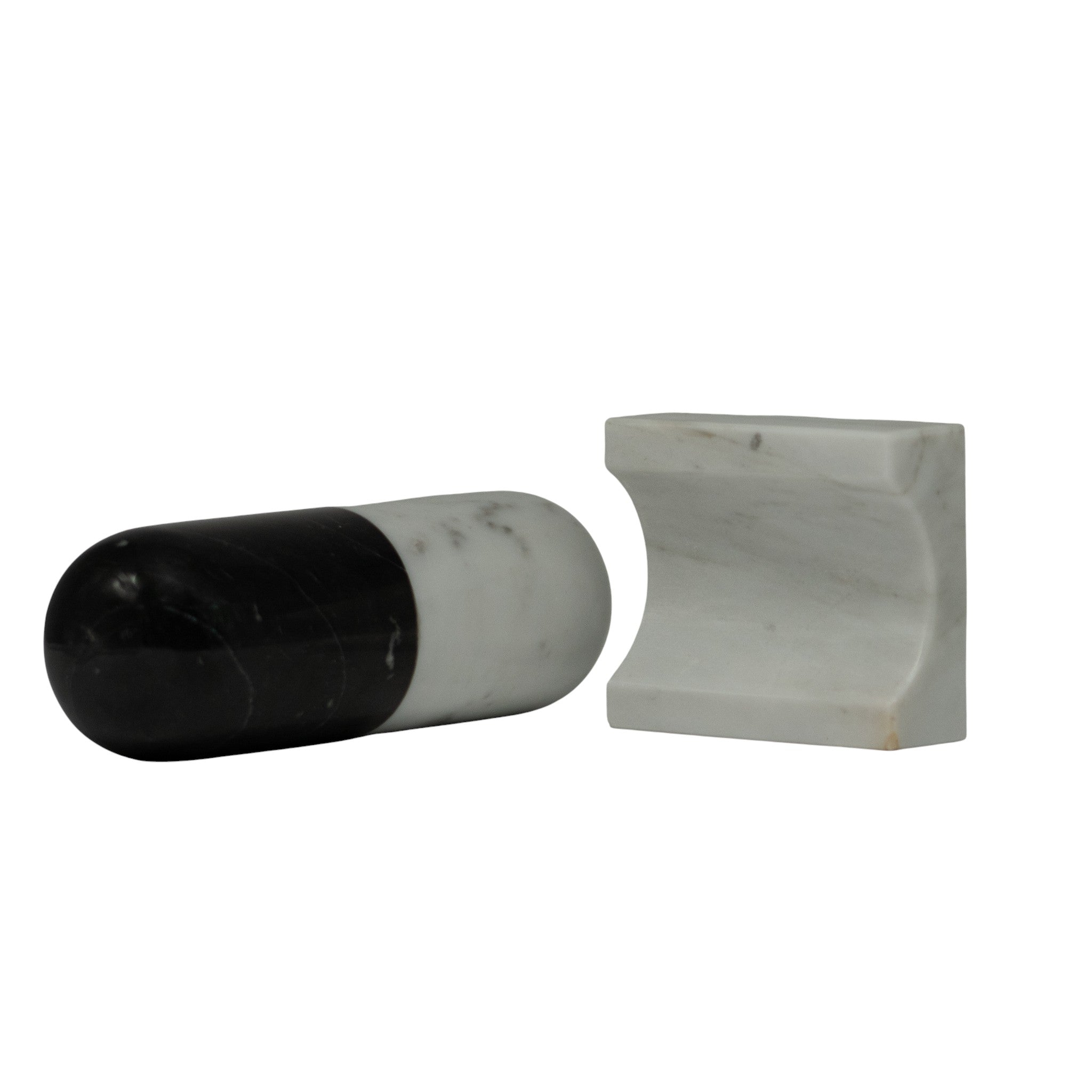 Cápsula con Base de Mármol Figura Decorativa Blanco y Negro 15 cm