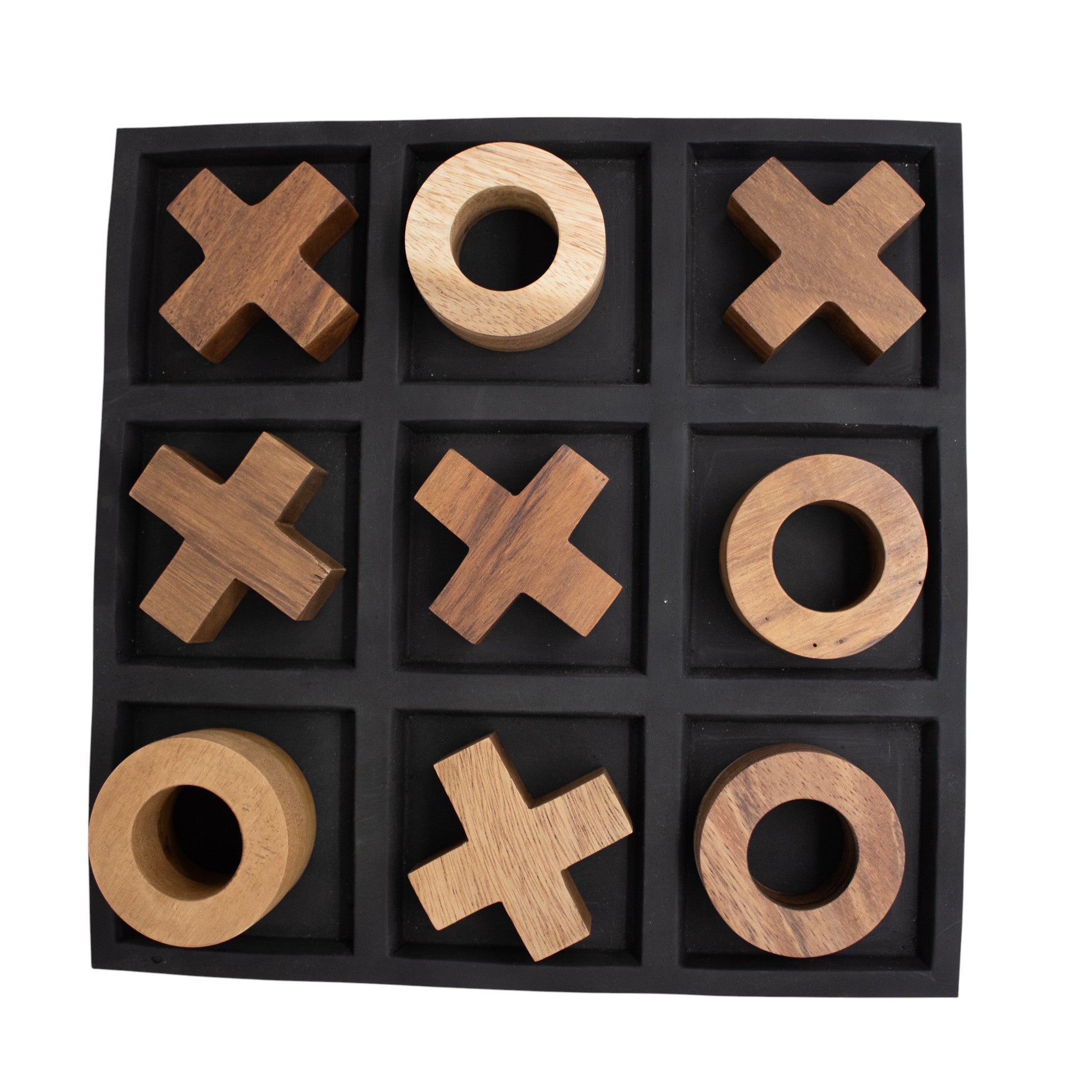 Juego de Gato Decorativo Concreto Negro con Madera – 30 cm