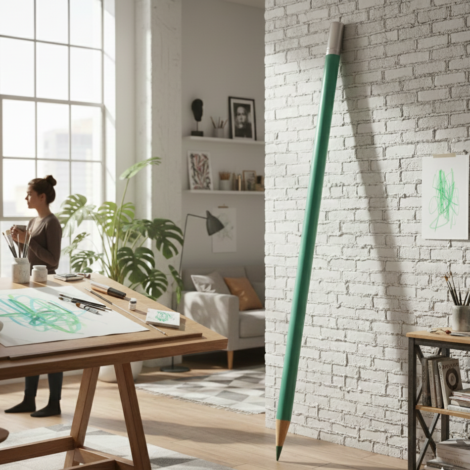 Lápiz Gigante Decorativo Turquesa – 180 cm