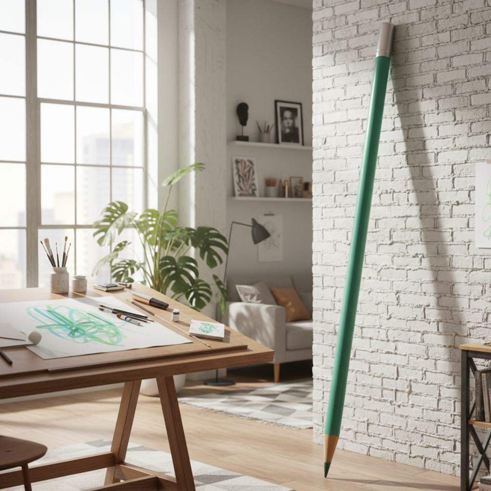 Lápiz Gigante Decorativo Turquesa – 180 cm