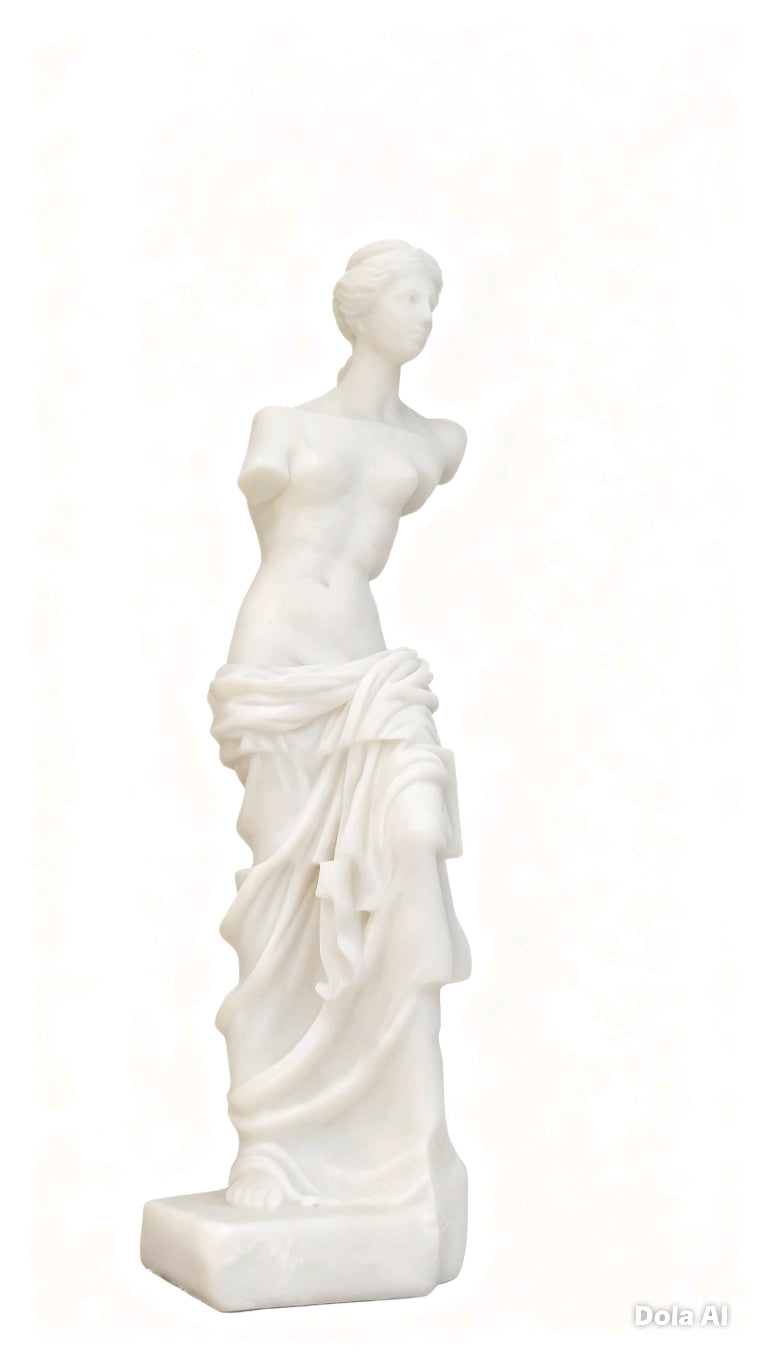 Figura Decorativa Fuste Diosa Clásica Efecto Mármol 42 cm