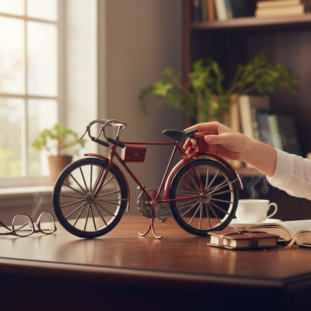 Bicicleta Decorativa de Metal Vintage Roja – 18 cm