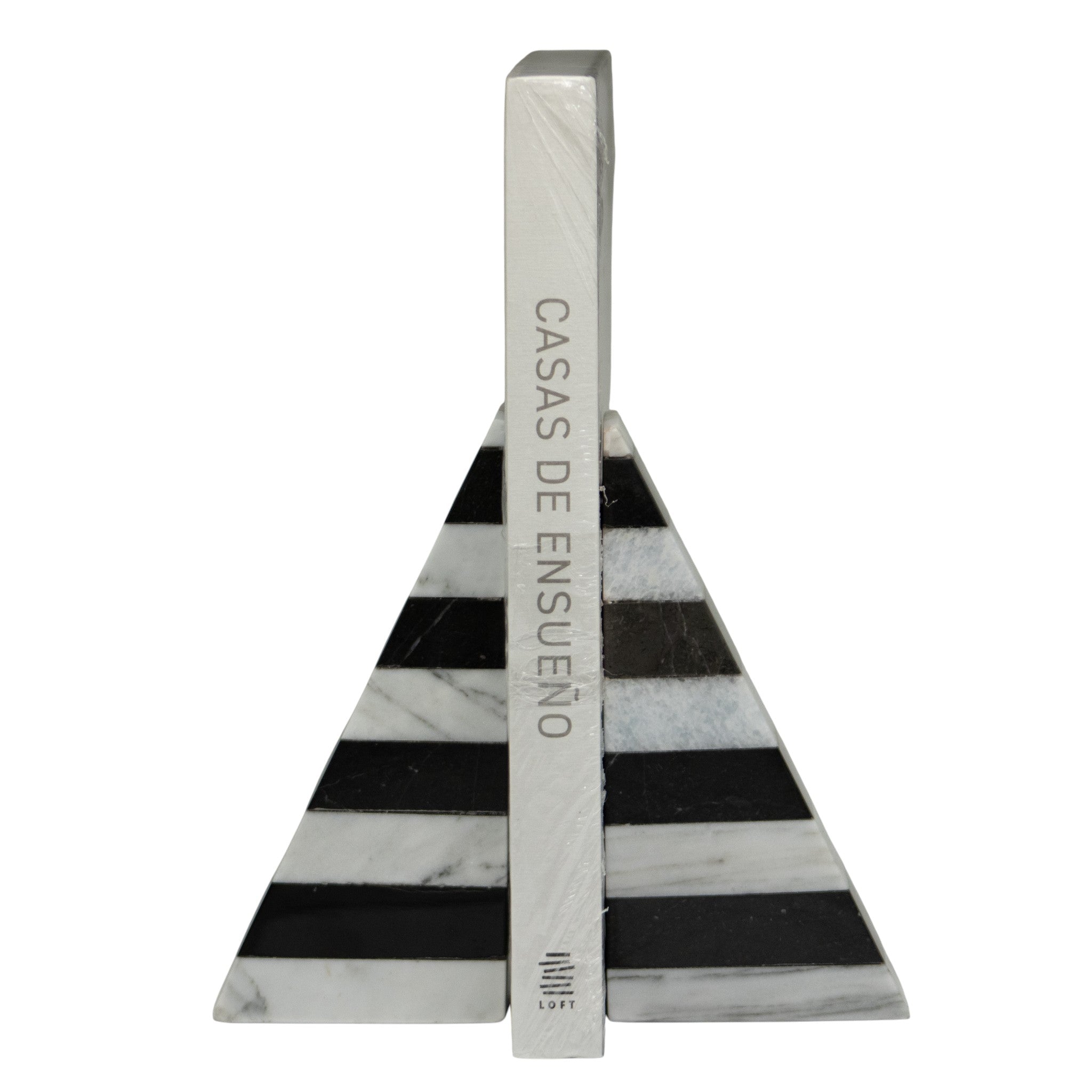 Portalibro PirÃ¡mide Bicolor de MÃ¡rmol â€“ 18 cm | Blanco & Negro