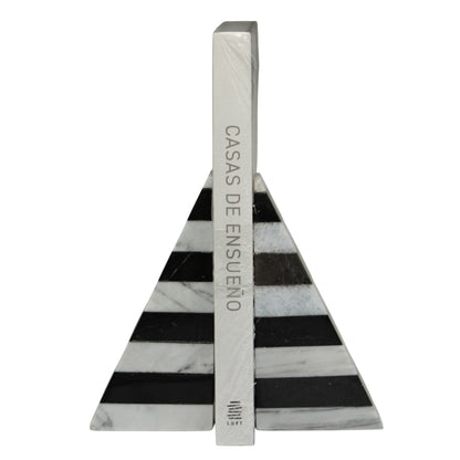 Portalibro PirÃ¡mide Bicolor de MÃ¡rmol â€“ 18 cm | Blanco & Negro