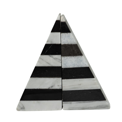 Portalibro PirÃ¡mide Bicolor de MÃ¡rmol â€“ 18 cm | Blanco & Negro