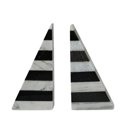 Portalibro PirÃ¡mide Bicolor de MÃ¡rmol â€“ 18 cm | Blanco & Negro
