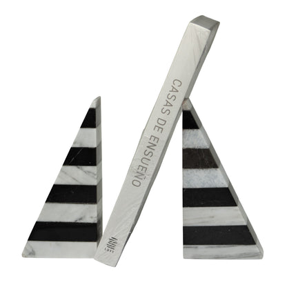 Portalibro PirÃ¡mide Bicolor de MÃ¡rmol â€“ 18 cm | Blanco & Negro