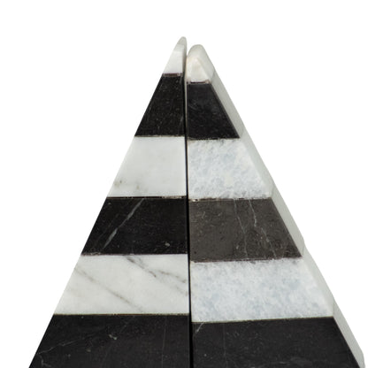 Portalibro PirÃ¡mide Bicolor de MÃ¡rmol â€“ 18 cm | Blanco & Negro