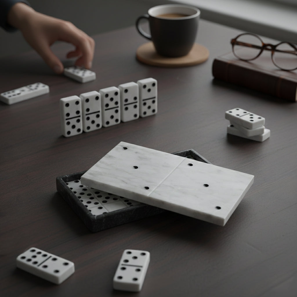 Domino Cremino Plano de Mármol  17 cm Decorativo y Funcional