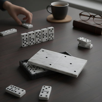 Domino Cremino Plano de Mármol  17 cm Decorativo y Funcional