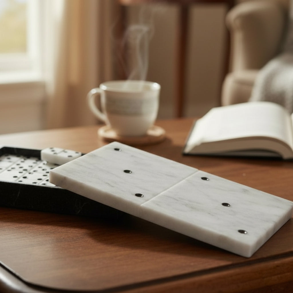 Domino Cremino Plano de Mármol  17 cm Decorativo y Funcional