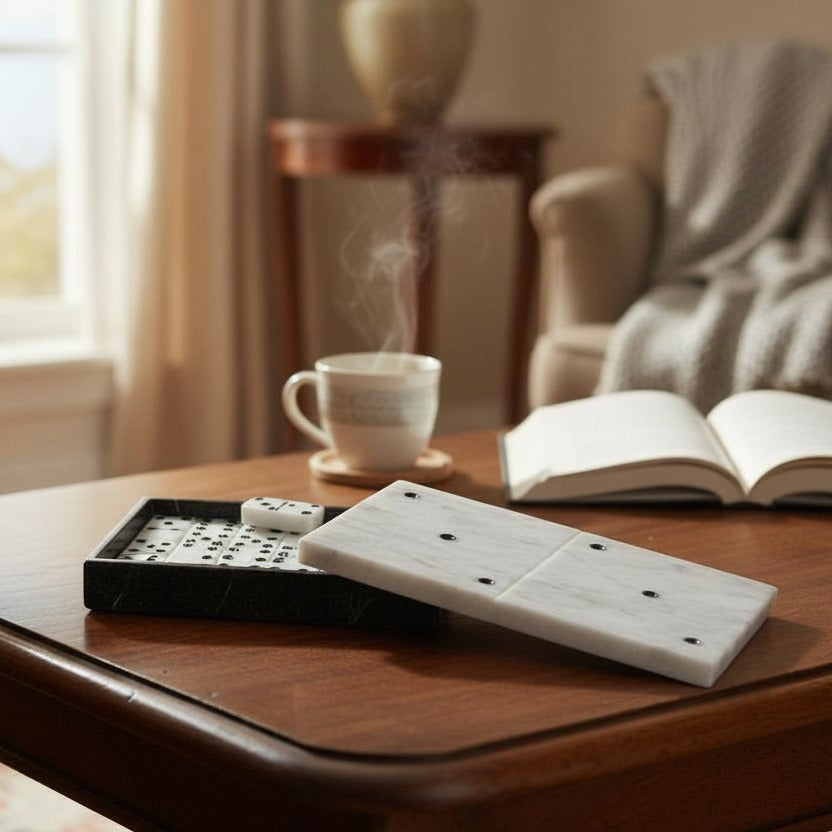 Domino Cremino Plano de Mármol  17 cm Decorativo y Funcional